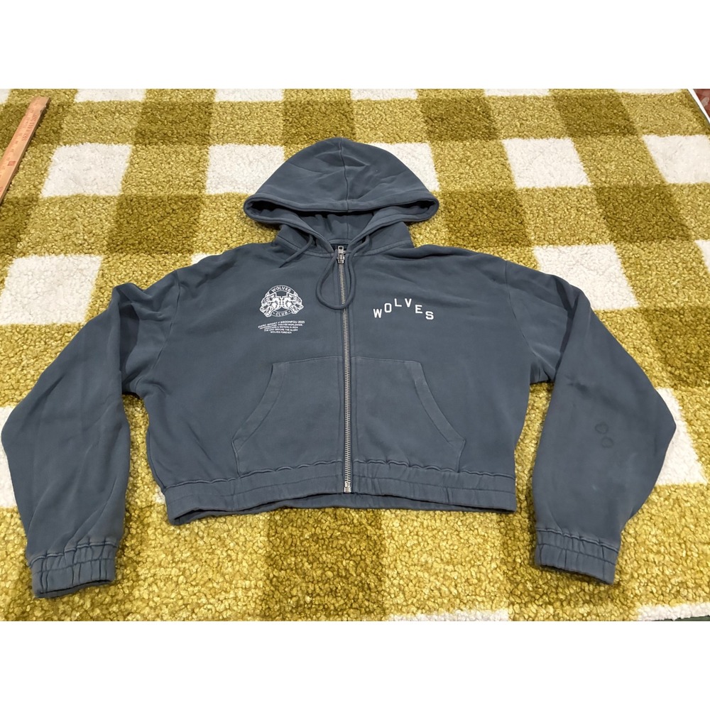 Darc Sport Wolves Club Cropped Zip Hoodie Blue Limited Edition 350/1000 Medium